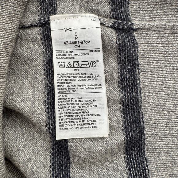 Banana Republic Pima Cotton Cashmere Blend Stripped Pullover Sweater Gray Blue S - Picture 5 of 9